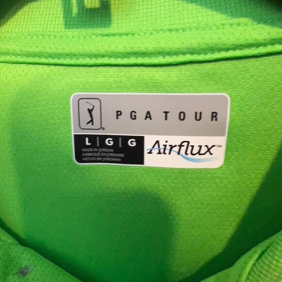 PGA TOUR $52 Men Airflux Mesh Golf Polo Shirt Size L Green Flash - Picture 9 of 10